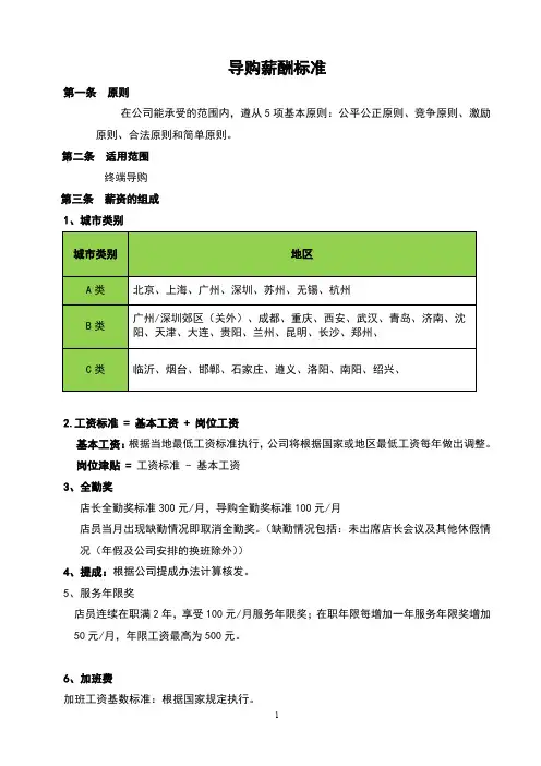 服装行业导购薪资标准