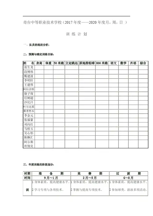 田径训练队全年训练计划