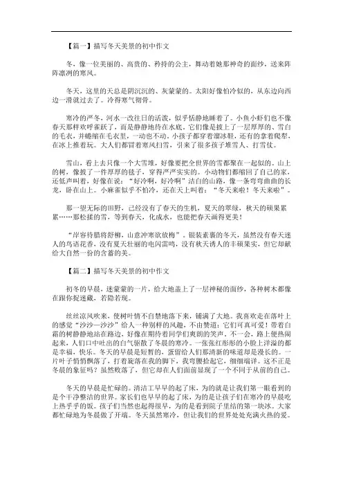最新描写冬天美景的初中作文大全【十篇】