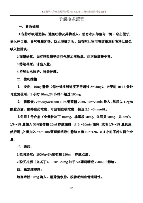 子痫发作抢救流程