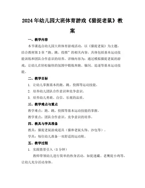 2024年幼儿园大班体育游戏《猫捉老鼠》教案