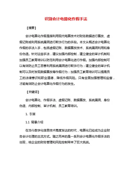 识别会计电算化作假手法