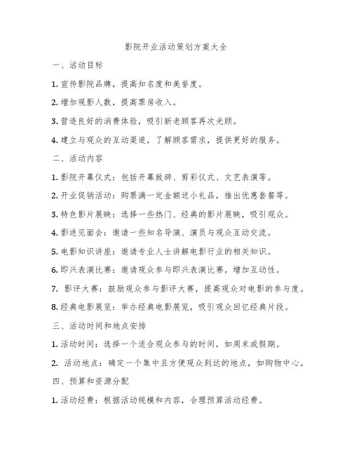 影院开业活动策划方案大全