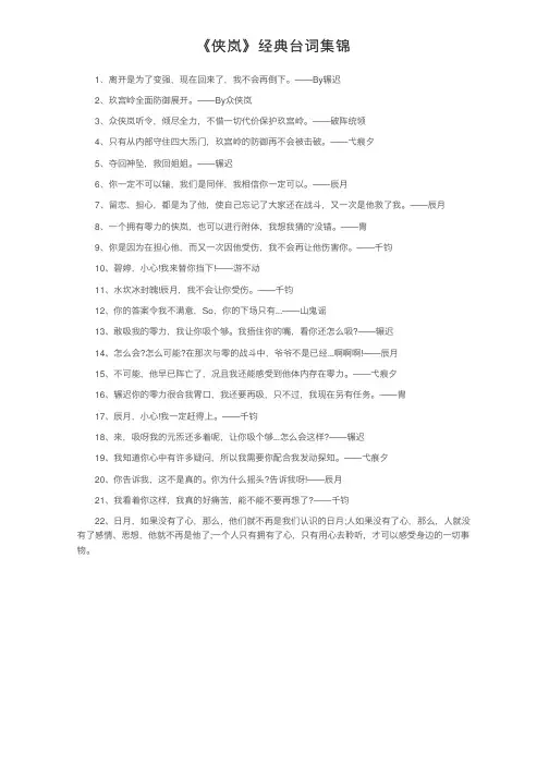 《侠岚》经典台词集锦