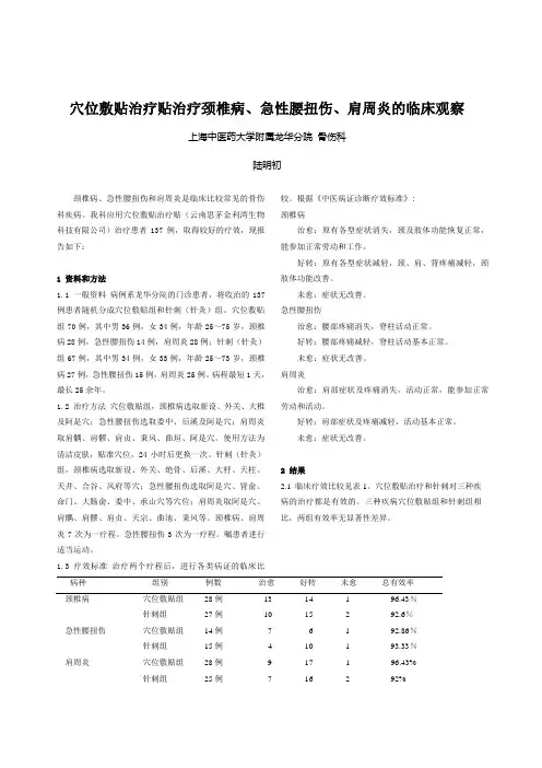 穴位敷贴治疗贴治疗颈椎病