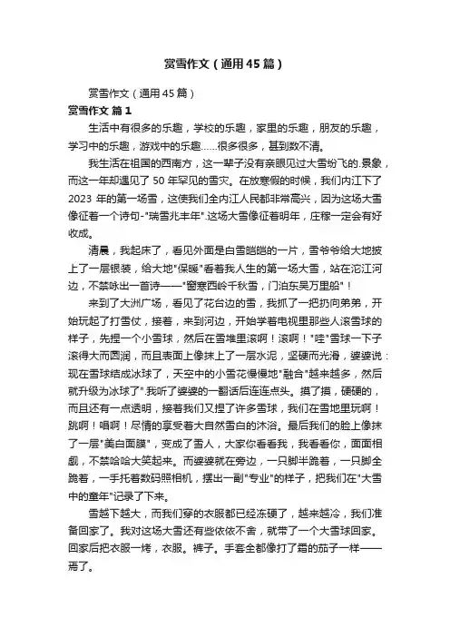 赏雪作文（通用45篇）