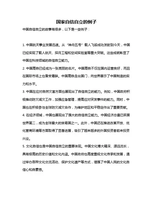 国家自信自立的例子