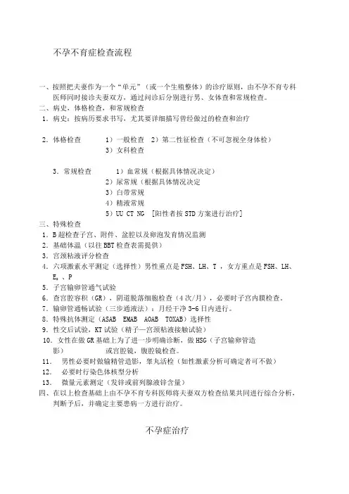 不孕不育症检查流程