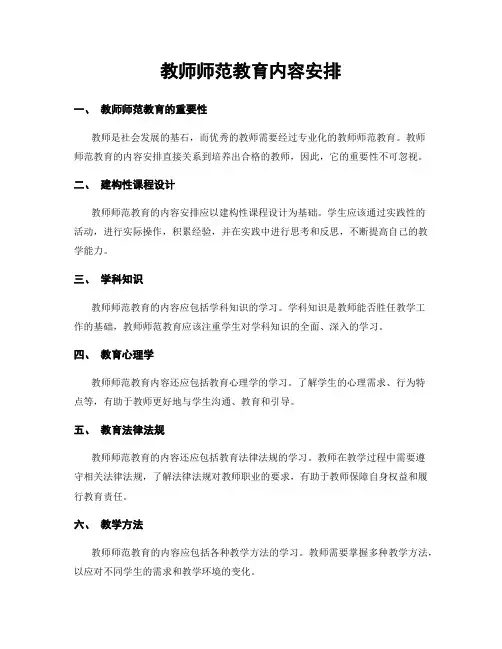 教师师范教育内容安排