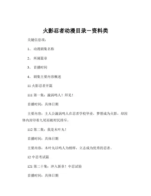火影忍者动漫目录-资料类