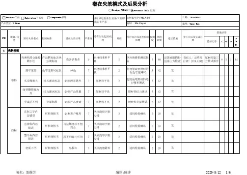 成衣服产品PFMEA风险评估