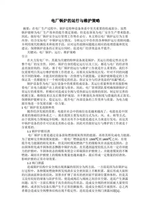 电厂锅炉的运行与维护策略