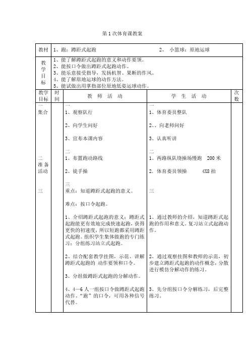 (完整版)五年级体育教案全集