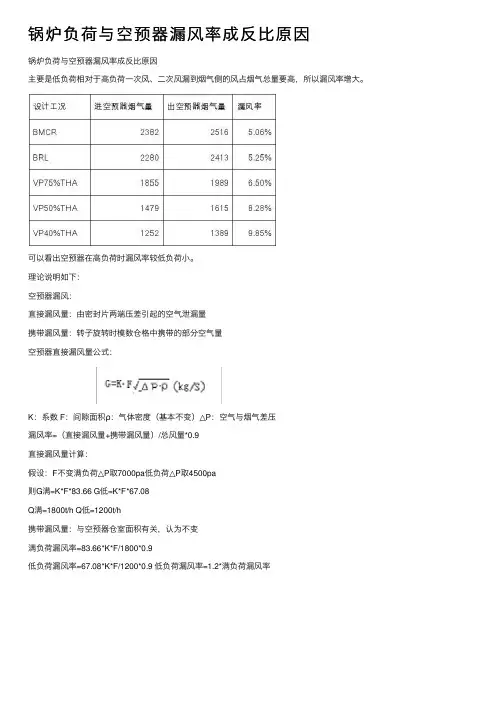 锅炉负荷与空预器漏风率成反比原因