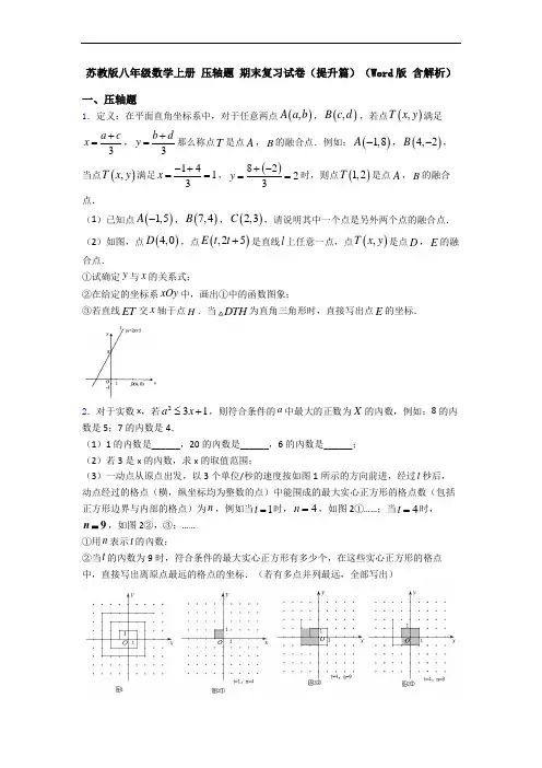 苏教版八年级数学上册 压轴题 期末复习试卷(提升篇)(Word版 含解析)