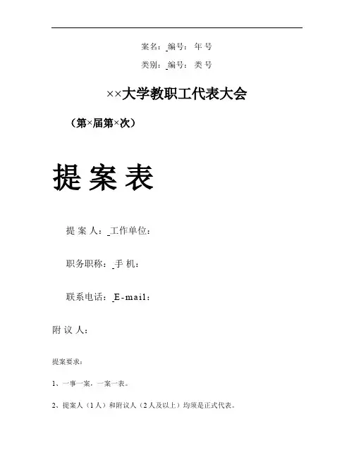 职工代表大会提案表(精)