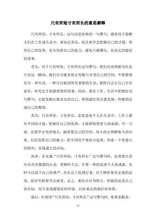 尺有所短寸有所长的意思解释