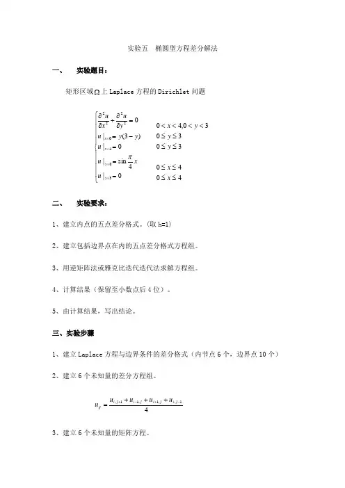 实验五  椭圆型方程差分解法