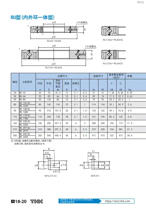 交叉滚柱轴承thk尺寸图尺寸表