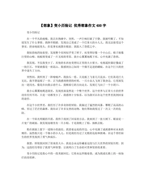 【想象】变小历险记 优秀想象作文400字