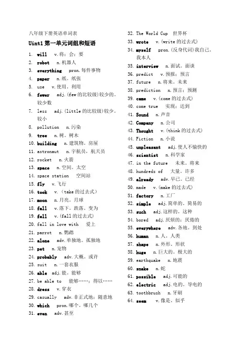 #八年级下册英语单词表(人教版)[1] 2