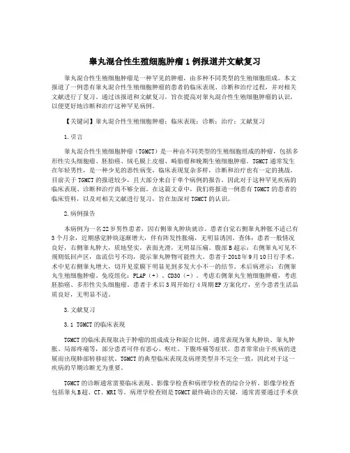 睾丸混合性生殖细胞肿瘤1例报道并文献复习