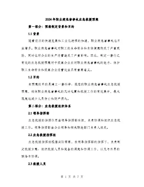 2024年职业病危害事故应急救援预案(2篇)