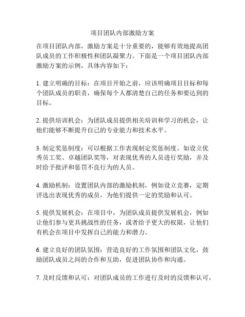 项目团队内部激励方案