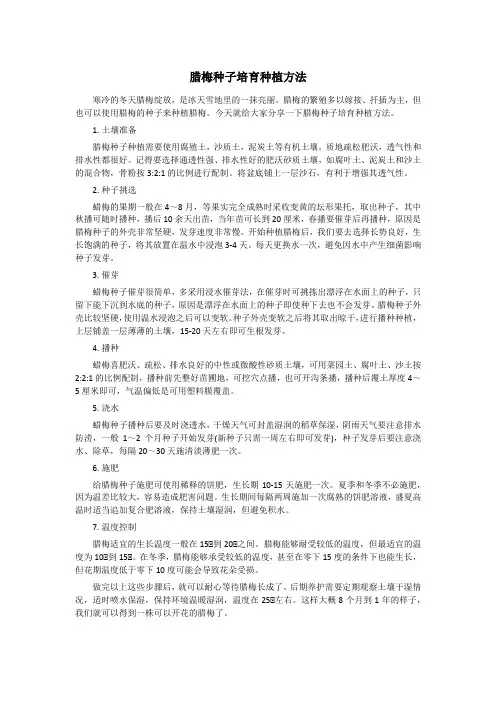 腊梅种子培育种植方法