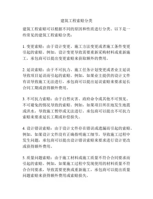 建筑工程索赔分类