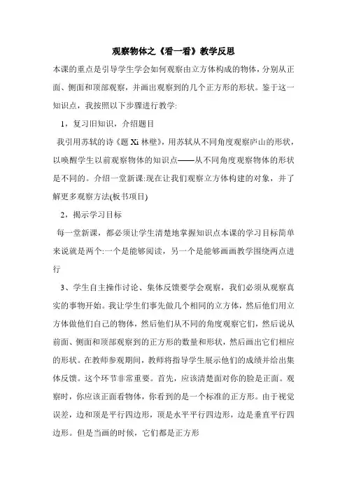 观察物体之《看一看》教学反思