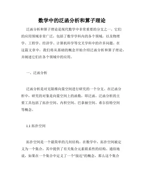 数学中的泛函分析和算子理论