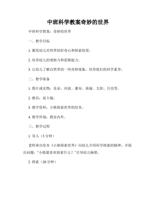 中班科学教案奇妙的世界