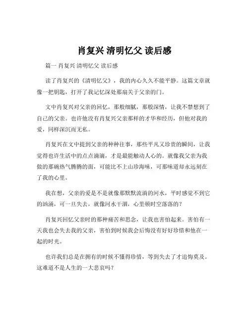 肖复兴 清明忆父 读后感