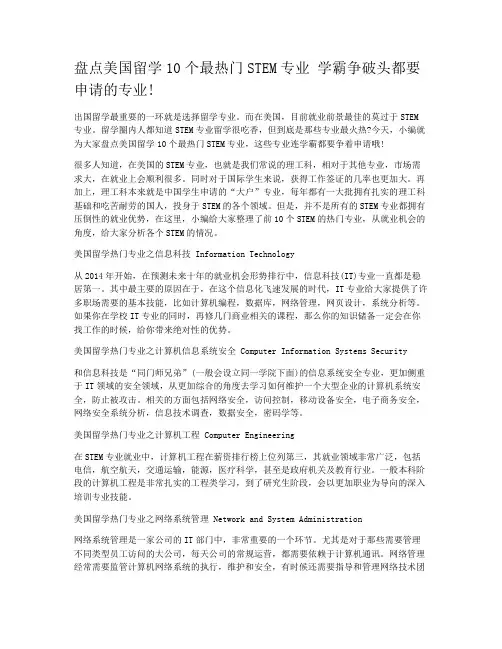盘点美国留学10个最热门STEM专业 学霸争破头都要申请的专业!