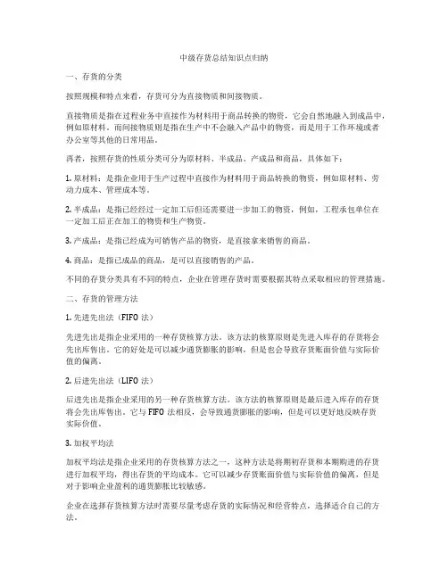 中级存货总结知识点归纳