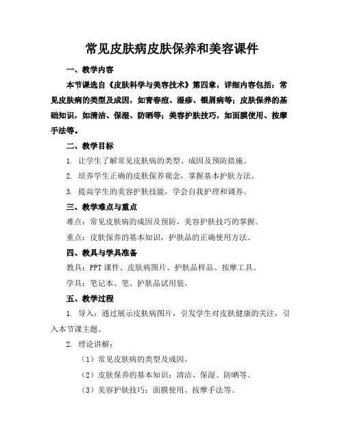 常见皮肤病皮肤保养和美容课件