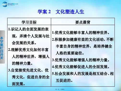 高中政治 第一单元 文化与生活 2.2 文化塑造人生课件 新人教版必修3