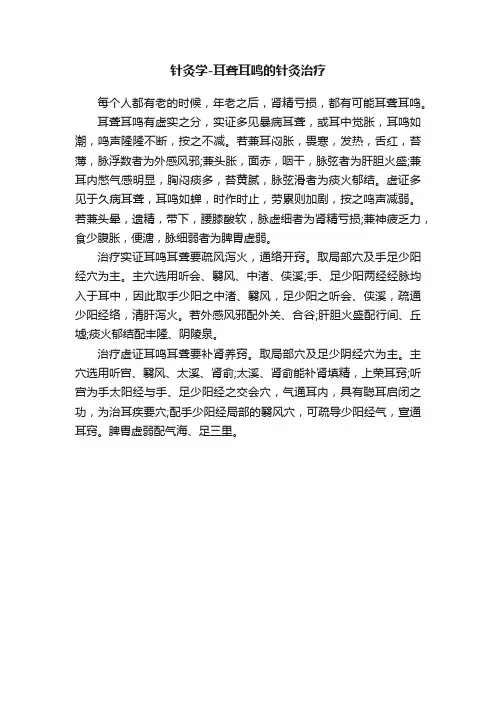 针灸学-耳聋耳鸣的针灸治疗