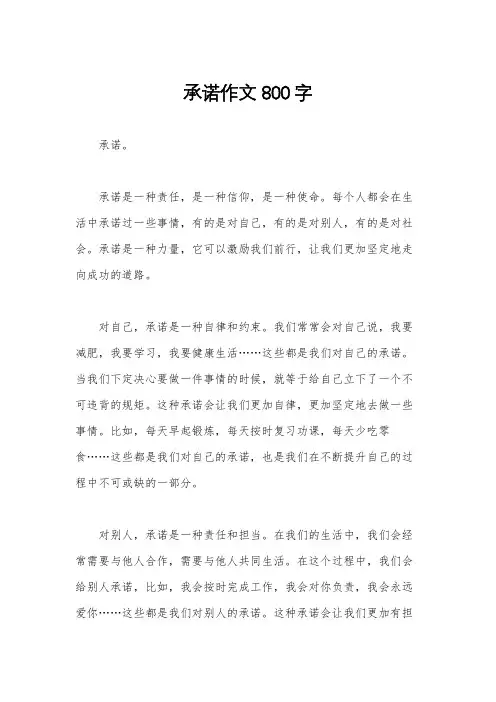 承诺作文800字 2