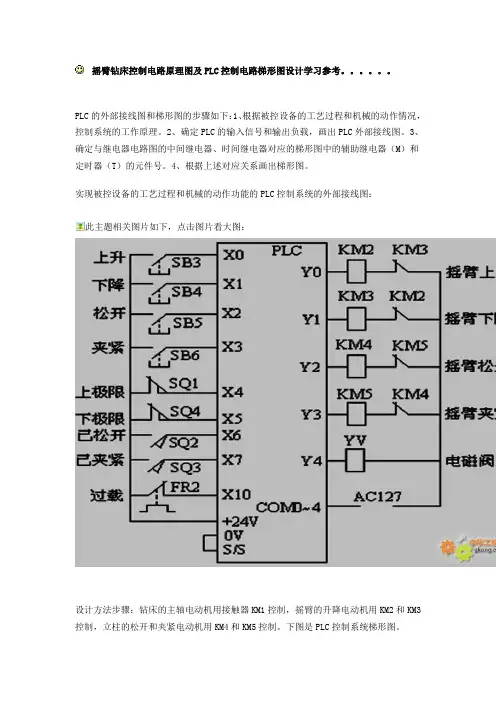 摇臂钻床控制电路原理图及PLC控制电路梯形图设计学习参考