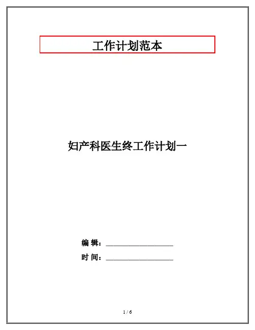 妇产科医生终工作计划一