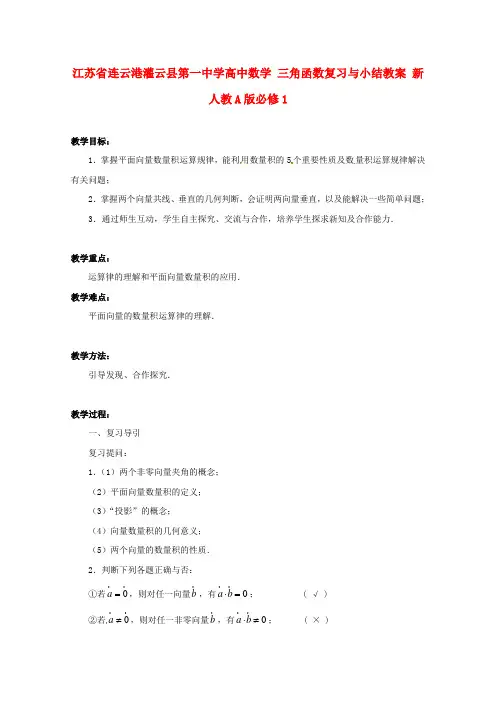 高中数学 2.4 向量的数量积(2)教案 新人教A版必修1