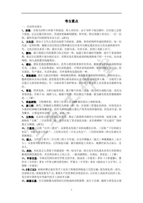 大学历史 考古学重点 名词解释 简答 (三毛整理)