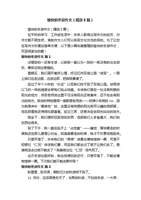 愉快的冬游作文（精选5篇）