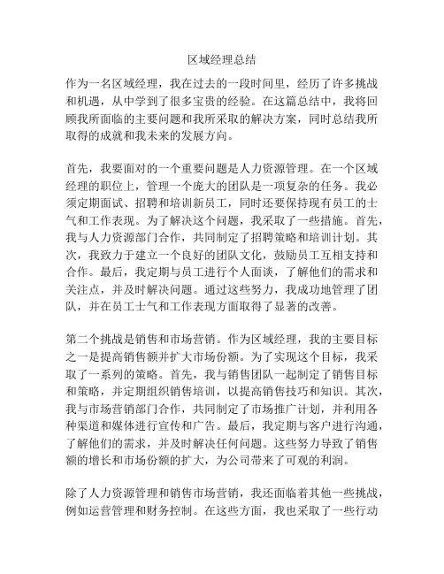 区域经理总结
