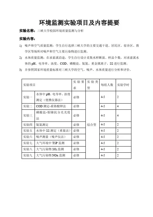 环境监测试验指导书简版