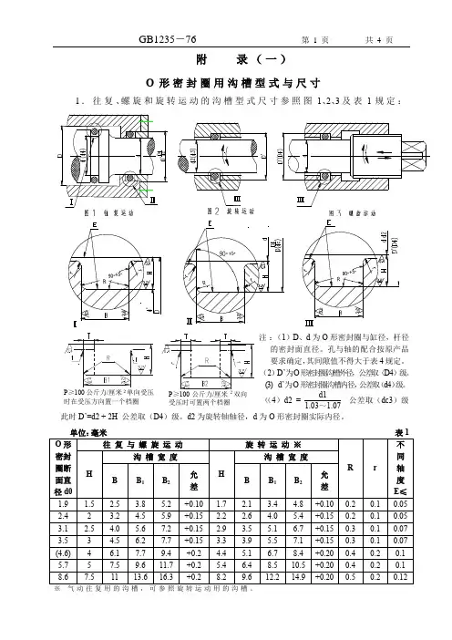 GB1235-76 O型圈沟槽