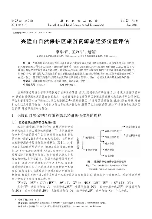 兴隆山自然保护区旅游资源总经济价值评估