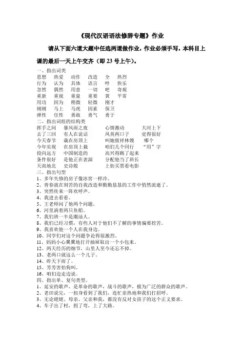 现代汉语语法修辞专题